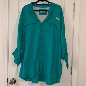 Men’s. Magellan Fish Gear shirt. Long sleeve. 3xl relaxed fit. Color blue green.